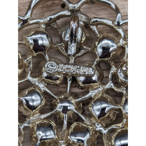 Vintage Sarah Coventry AB Aurora Borealis Rhinestone Flower  Brooch Pin Pendant - Picture 4 of 6